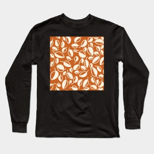 Simple Leaves on Orange Long Sleeve T-Shirt